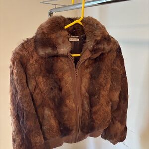 Vintage Dino Ricco Rabbit Fur Standing Collar Fitted Coat L